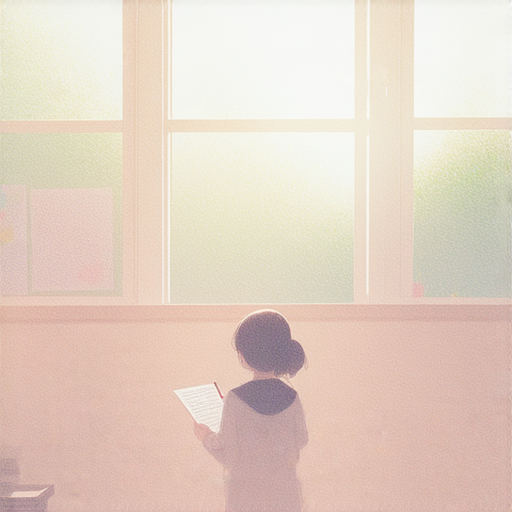 即將離職的外籍老師在寫英文證明和祝福，背景是溫馨的教室環境，展現優雅轉身的過程，傳遞對未來的美好祝願。