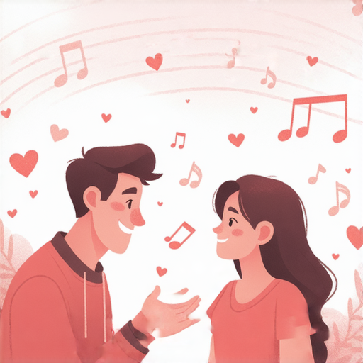 學習英文愛情詞彙的圖片，展示流行歌曲的場景，外籍老師與學生一對一互動，傳遞解鎖英文魅力的主題，適合隨時隨地的英語學習體驗。