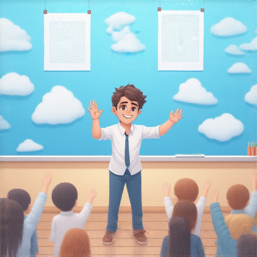 外籍老師在課堂上教授多種雲的面貌，學生們積極參與，學習靈活運用英文，探索雲的特性與運用方式，促進語言學習與實際應用。