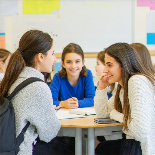 非常時期，學生參加外籍老師一對一教學課程，學習用英文表達情緒與想法，專注於提升語言能力與溝通技巧的場景。