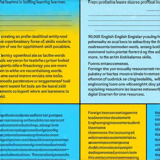 學習英語潛力的圖片，展示9,000個英語單字及外籍導師1對1教學課程，強調提升語言能力的機會，吸引學習者探索更多資源和改善英語技巧的選擇。