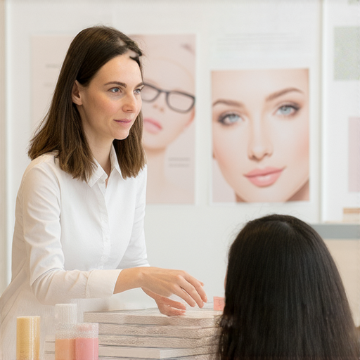 專業外籍老師一對一指導學生探索美容英文術語的過程，展現學習氛圍與美容知識，吸引人們展開美麗之旅的機會。