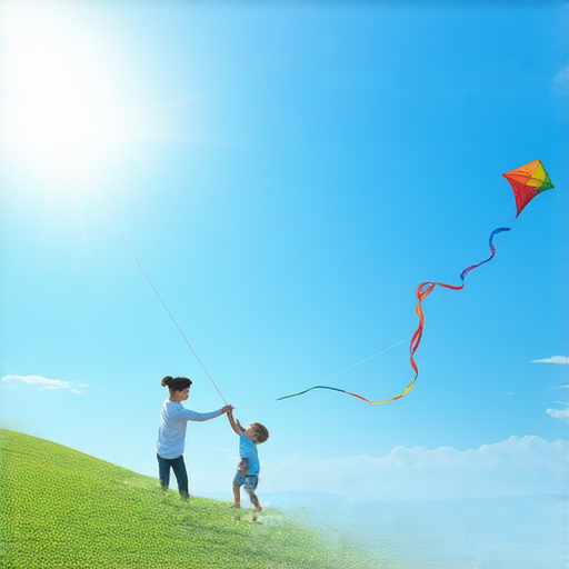 探索風中的奧秘的圖片，展示一位老師與學生在陽光下放風箏，四周風景宜人，象徵著從風箏到風險的學習過程，體驗一對一英語教學，提升流利與自信。