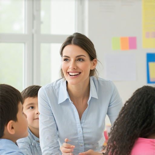 外籍英文老師在教室中與學生互動，探索語言學習的輪迴與輿論奧秘，突破語言界限，促進文化交流與理解，提升學生的英語溝通能力。