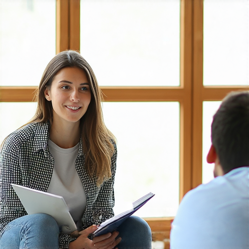 一位專業外籍英文老師與學生進行一對一教學，幫助學生流利掌握英文，展現轉動到轉型的學習過程，突出個性化教學的重要性。