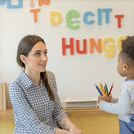 外籍老師教學場景，學生專注學習食肉、食言、飢餓等主題，背景中有英文字母，展現一對一教學的互動與樂趣，提升學生英語學習的興趣和效率。