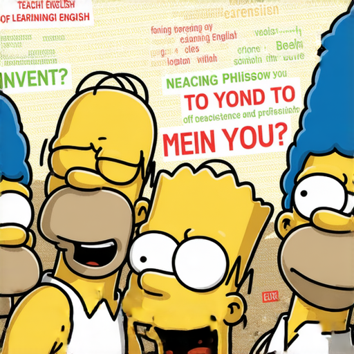 辛普森一家角色聚集在一起，展現家庭幽默的情景，背景有英文教學標語，傳達外籍英文老師獨家教學的理念，促使觀眾感受學習英文的樂趣。