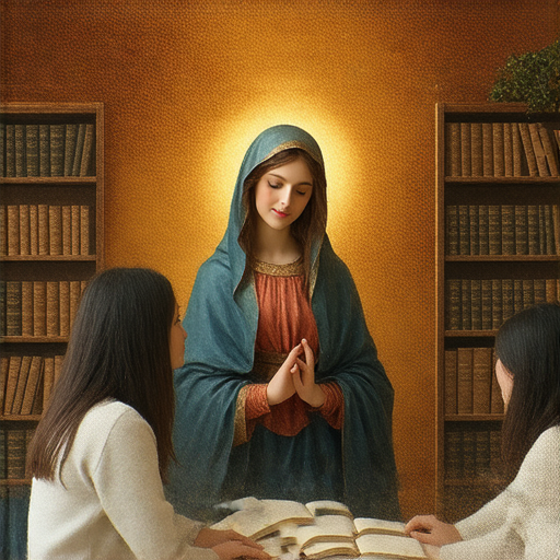 探索聖母瑪利亞的奧秘，外籍老師協助面試成功的靈感圖片，呈現學生專注學習的情景，強調語言學習與面試技巧的重要性。