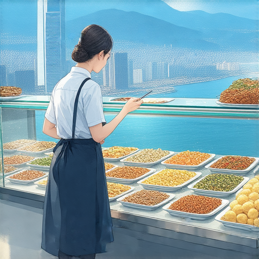 外籍老師在香港天文台進行一對一教學，背景是香港美麗的城市景觀，檔次驚人的小吃攤位展示了本地特色美食，邀請您來探索香港的英文秘辛。