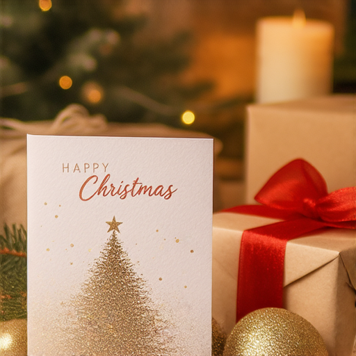 聖誕節快樂的圖片，展現溫馨的節日氛圍，包含英文祝福的卡片、精美禮物與裝飾，鼓勵人們探索英語學習秘訣，提升英語能力，慶祝歡樂佳節。