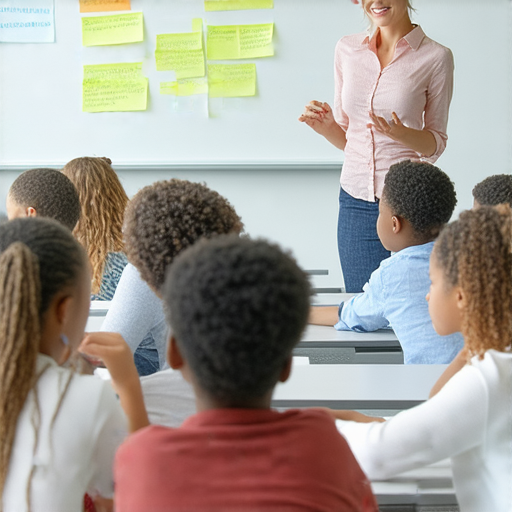 追討欠款與賠償技巧的英語學習場景，外籍老師在教室中指導學生，學生聚精會神聆聽，專注於實用英語表達，學習如何應對財務糾紛。