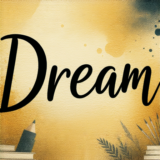 用毛筆字體書寫英文夢想的創意藝術作品，展現外籍老師一對一專業教學的環境，啟發學習者追逐理想，融合傳統與創新的學習方式。