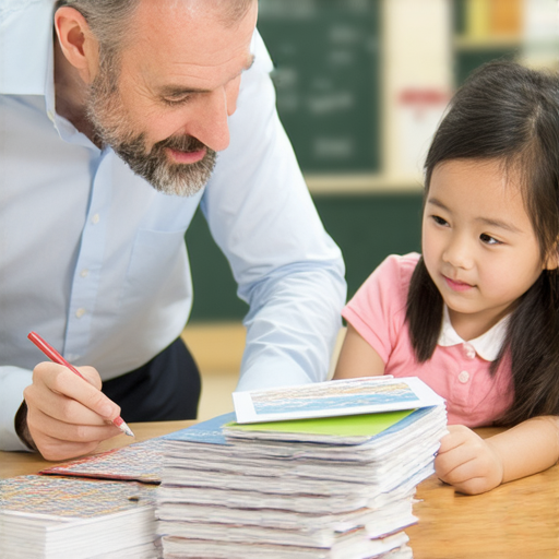 一位外籍教師與學生進行一對一英文教學的場景，學生專注聆聽，桌上擺放教學材料，彰顯突破語言障礙的學習氛圍，讓英語能力快速提升。