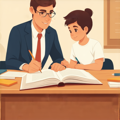 外籍老師一對一教學場景，學生專注學習英文，桌上有學習資料和筆記，插圖展示個人化英語學習的前景，強調外籍老師在英文學習中的重要性。