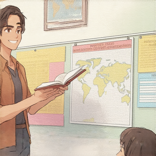 一位外籍英語教師指導學生理解耶和華的真實意義，背景為教室環境，展現一對一的互動教學，邀請學習者立刻報名，開啟全新學習之旅。