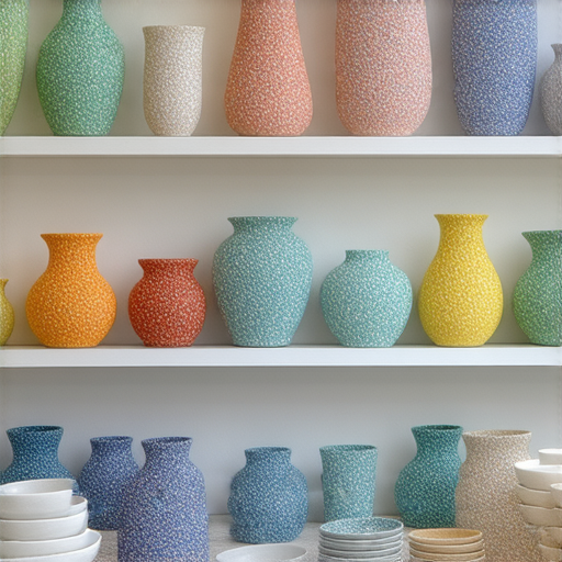 陶瓷藝術作品展示，色彩斑斕且形狀獨特，吸引人們的目光。外籍老師一對一教學，幫助學生流利用英文交流陶瓷的魅力。