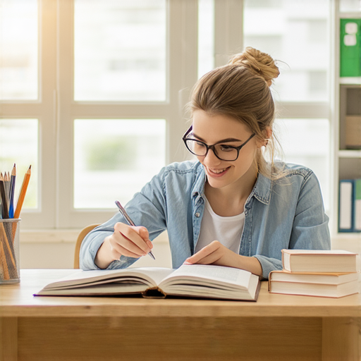提升英文溝通力的廣告圖片，展示一位外籍老師與學生進行一對一教學，背景是舒適的教室環境，強調專業教學服務，邀請開啟英文之旅。