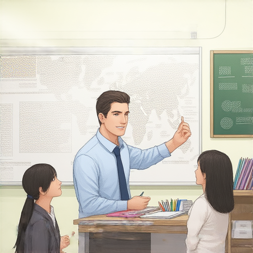 外籍英文老師一對一教學場景，學員與老師互動學習，強調立即體驗和英文提升，背景顯示教學工具和學習資料，讓你的英文大躍進！