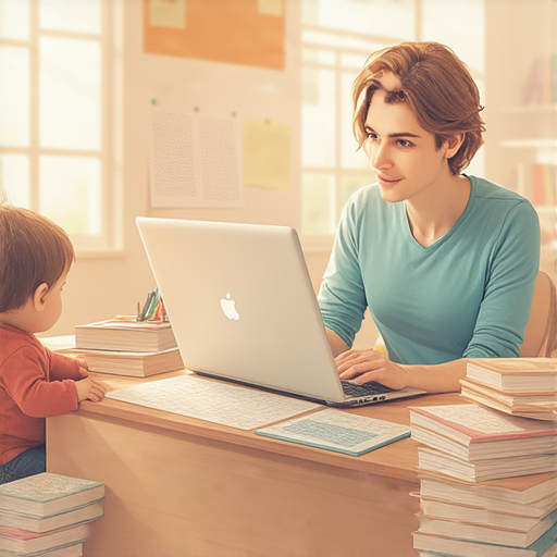 一位外籍教師正在與學生進行一對一英語課程，學習環境輕鬆愉快，學生專注於提升英語潛能，周圍有學習資料和工具，滿足探索和提高語言能力的需求。