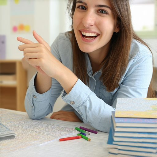 一位外國教師與學生進行一對一英語教學，桌上擺有學習用品和開瓶蓋工具，呈現有趣的學習氛圍，讓學生揭開學習英語的秘訣。