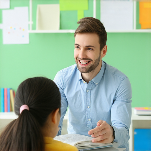 專業外籍老師與學生一對一教學場景，運動英語學習中，學生專注於課堂內容，彰顯互動學習的氛圍，探索運動英語的實用性與樂趣。