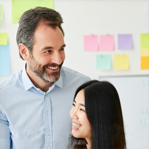 外籍老師一對一教學場景，學生專注學習英文，互動交流流暢，提升英文能力，體驗外籍教師指導，開啟流利之旅，探索語言學習新方法。