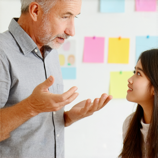 一位外籍英文老師與學生一對一學習，專注於提升英文能力，背景為教室環境，畫面傳遞著打破語言障礙的學習氛圍。