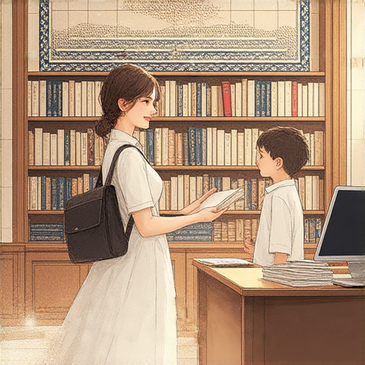 一對一外籍英文老師與學生互動，課堂內充滿學習氛圍，瓦片裝飾的環境中展示英文書籍，象徵探索英文世界的魅力，吸引學習者的目光。