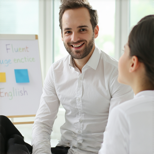 專業外籍老師一對一教學場景，學生輕鬆開口學習流利英文，強調互動與實用，適合各年齡層，體驗高效的英語學習方式，邊學邊聊，提升語言能力。
