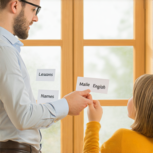 探索男性英文名字的魅力的圖片，展示外籍老師進行一對一教學的場景，吸引學員馬上預約，提升英語溝通能力，學習正確的男性英文名字用法。