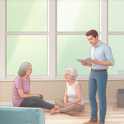 療養院英文學習場景，外籍老師與學員一對一互動，提升溝通能力，創造友好的學習氛圍，專注於療養院相關英語表達，適合各年齡層學習者。