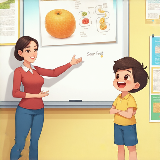 外籍老師一對一教學中，學生興奮地學習酸瓜英文，展現積極互動和學習樂趣，探索意想不到的學習效果。