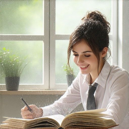 濕答答的天氣下，學生與外籍老師一對一學習英文，提升英語能力，生動表達，展現學習熱情，創造互動學習環境，讓語言學習更輕鬆有趣。