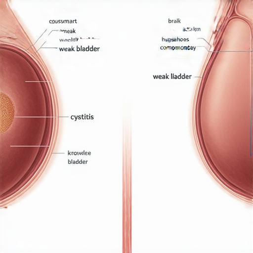 薄弱膀胱及膀胱炎的圖示，展示兩種常見膀胱問題的英文名稱。透過外籍老師課程，提升專業英文，了解醫療術語，增強醫學知識。