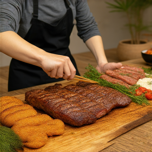 外籍老師一對一教授燒味英文，學生專注學習，桌上有燒味美食，充滿文化氛圍，對話中強調道地用法，提升英文溝通技巧。