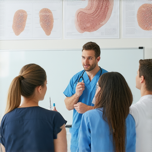 腸鏡檢查學習場景，外籍老師指導學生掌握醫學英文，改善檢查體驗，消除恐懼，推廣腸鏡檢查知識。