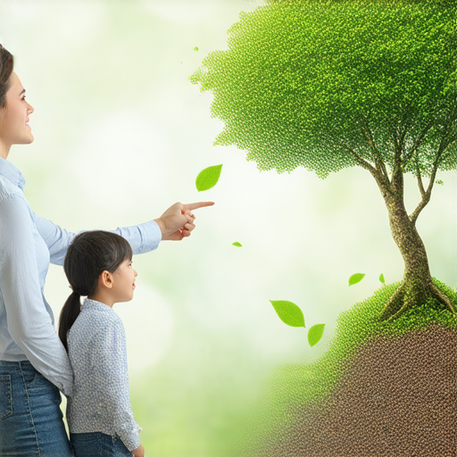 外籍老師進行一對一英文教學，學生在活潑互動中學習，象徵從樹苗成長為巨木，展示語言根基的建立，鼓勵學習者提升英文能力。