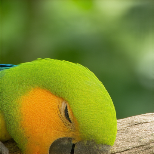 休息中的鸚鵡，頭部微微低垂，展現出放鬆狀態，背景自然環境，讓人聯想到鸚鵡與休息的奇妙關聯，探索更多關於鸚鵡生活的趣事。