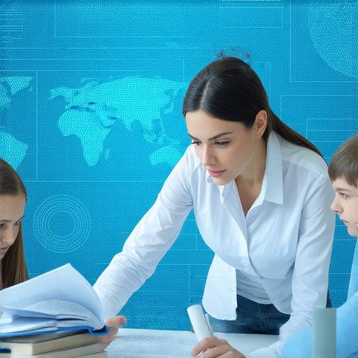 法醫研究場景，外籍英文老師指導學生學習專業術語，提升英語能力，圖中顯示教材和筆記，加強對法醫領域的理解和應用。