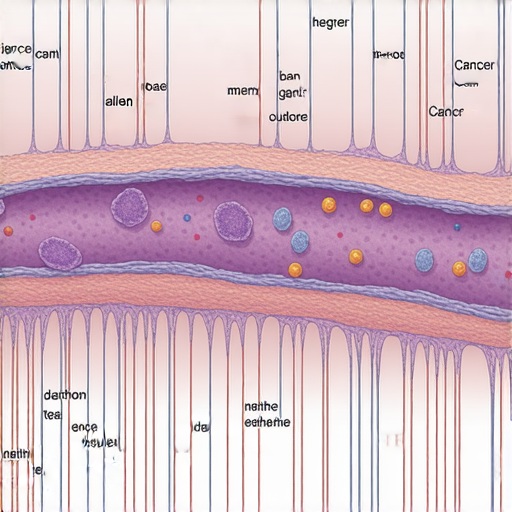 癌細胞擴散的過程圖，顯示癌細胞如何從原發腫瘤轉移至其他部位的示意，帶出癌症研究的重要性，幫助提升英文理解能力。