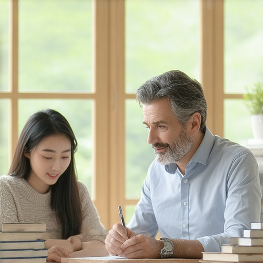 外籍老師一對一英文教學場景，學員聚精會神地學習，老師耐心指導，展現互動學習的氛圍，提升英語能力，探索不一樣的學習之旅。