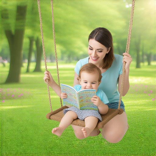 孩子在公園盪鞦韆，一位外籍老師陪伴在旁，進行一對一英語教學，悠閒的氛圍促進學習，引發興趣與創意，體驗樂趣，提升英文水平。