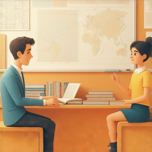 一位外籍老師與學生進行一對一英語教學，背景是充滿學習工具的教室，展現獨立學習的力量，激勵學生開啟英語之旅。