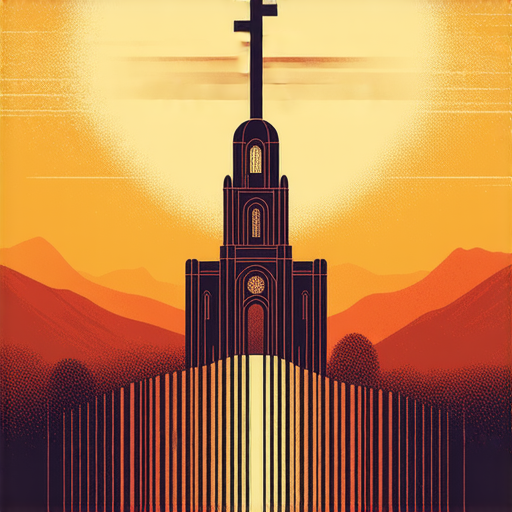 基督教與天主教的宗教符號和信仰元素，展示兩者的差異，背景是教堂與十字架，揭示基督教與天主教的真實面貌，鼓勵深入了解這兩大宗教信仰。