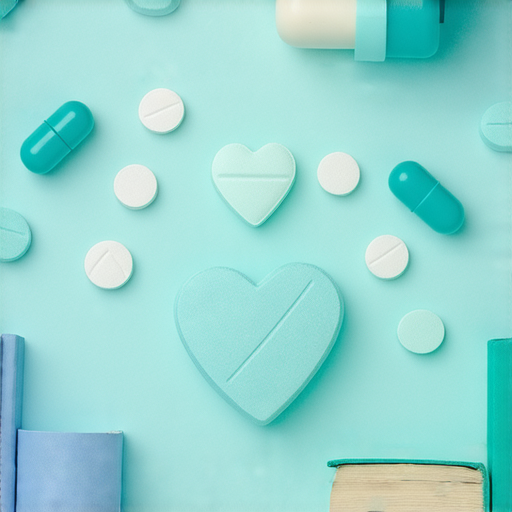 降血壓技巧的圖片，展示正確用藥與外語學習的結合，強調輕鬆掌握方法的視覺元素，包含健康相關圖案與學習資源，鼓勵正確藥物使用與有效學習技巧。