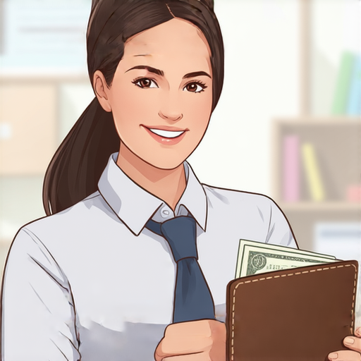 一位外籍教師正與學生進行一對一的英語教學，展示活潑的互動方式，旁邊有開放的錢包象徵學習英語的價值與機會，提升學生語言能力。