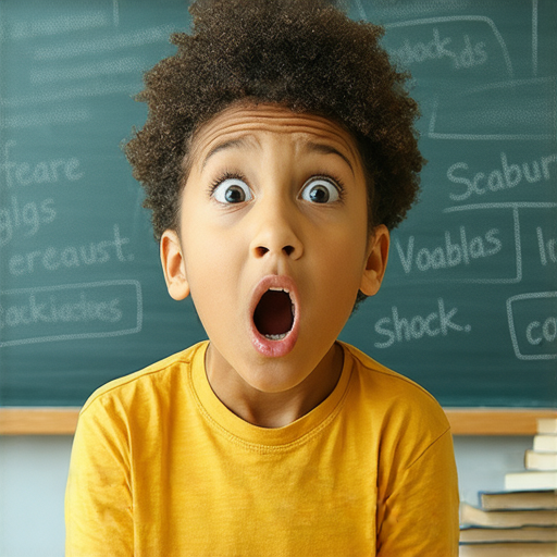 驚訝的學生在上英文課，學習如何用英文表達震驚的詞彙，旁邊是外籍老師進行一對一教學服務，探索更多學習英語的機會。