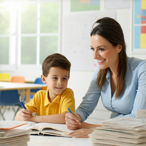 一位外籍老師與學生進行一對一的英文教學，老師展現友善的微笑，學生專注聽講，教室環境明亮，展示立刻提升英文學習的獨特魅力。