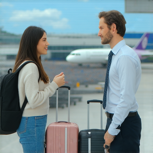 提升英文溝通力的圖片，顯示學員與外籍老師在機場接送中進行一對一教學，強調實踐學習的環境，讓學員輕鬆提升語言能力。