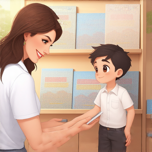 外籍老師與學生進行一對一漫遊英文學習，學生專注聆聽，教學環境輕鬆活潑，背景展示語言學習教材，開啟語言冒險，提升英語能力。